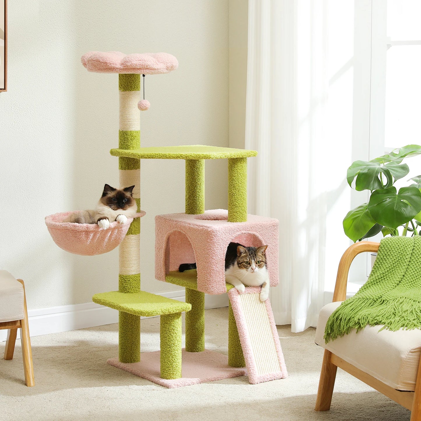 PAWZ Road Flower Cat Tree Multi Level Cat Tower With Sisal Scratching Posts