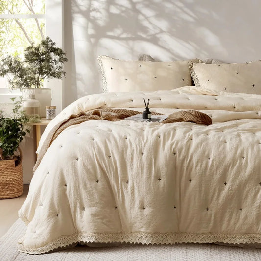 Quilt Set Lightweight Plush All Season Comforter Ultra Soft Prewashed