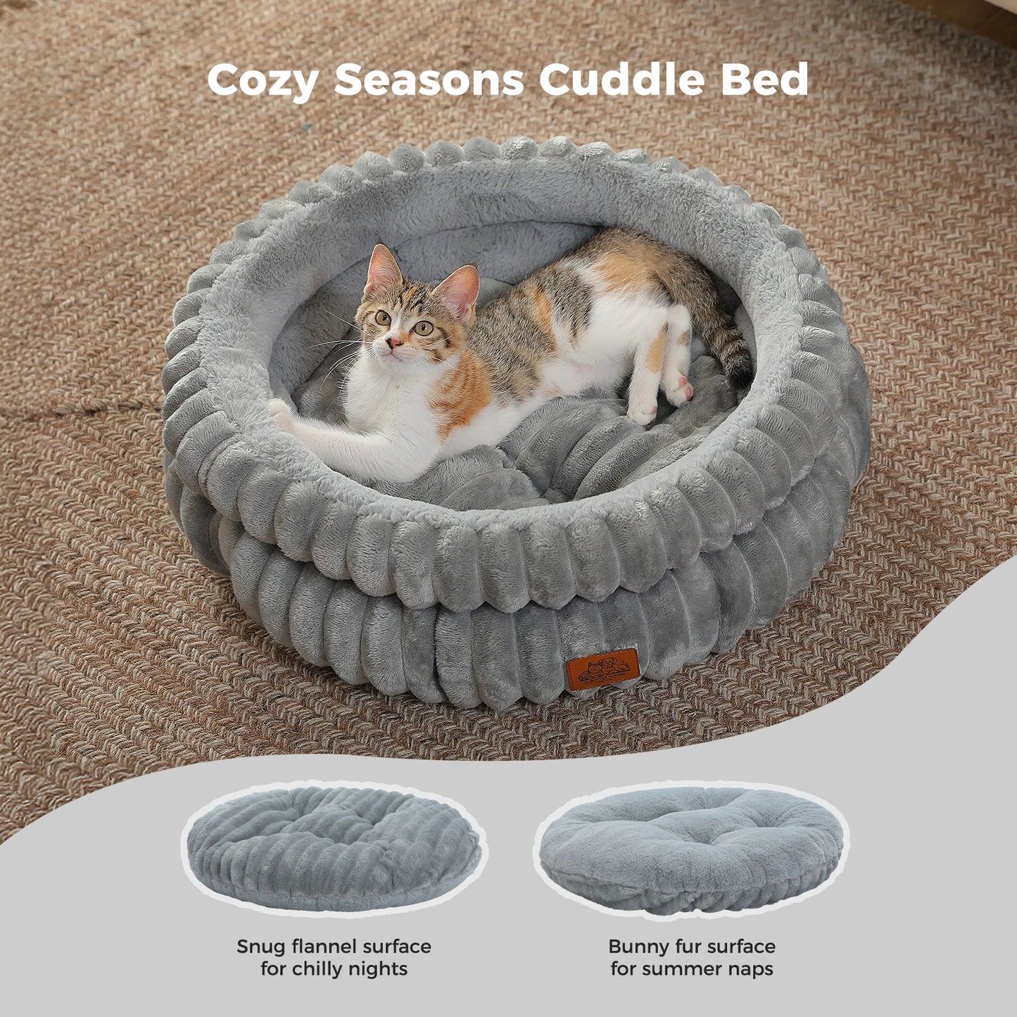 PAWZ Road Round Washable Pet Bed For Dogs And Indoor Cats With Anti Slip Bottom