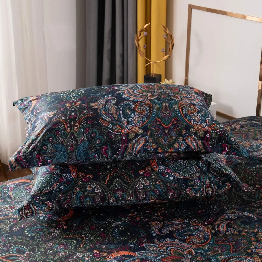 Rustic Paisley Pattern Duvet Cover Set Cotton Bedding Comfort