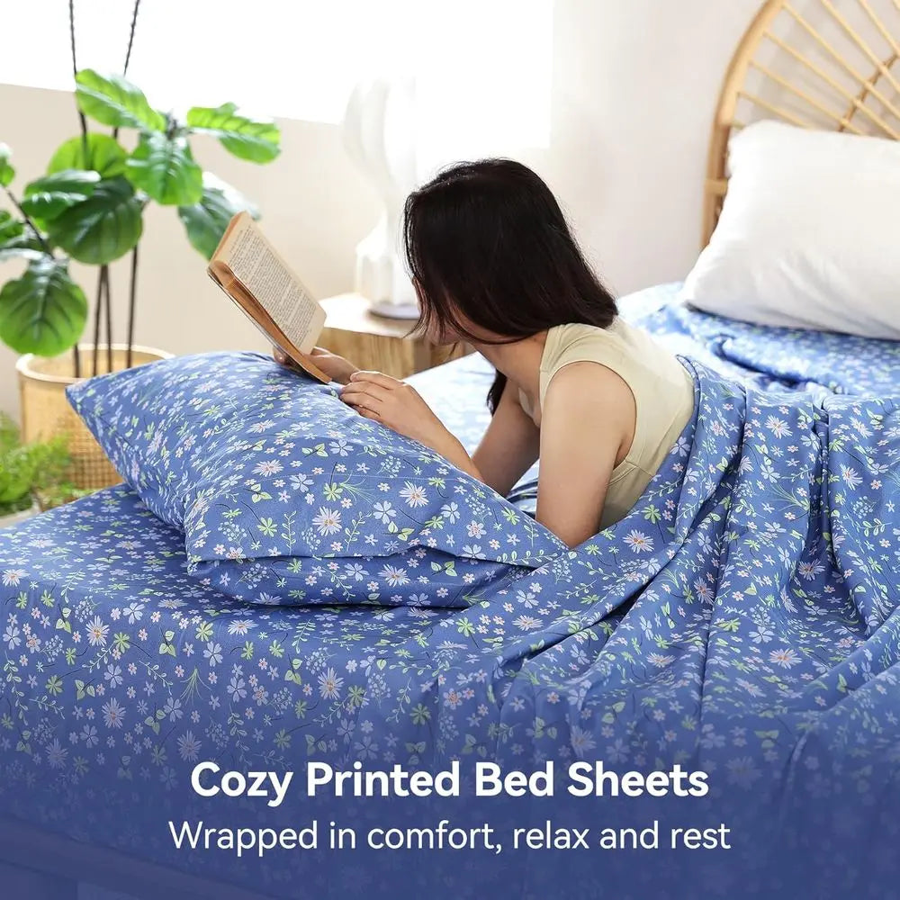 Microfiber Sheet Set Floral Boho Pattern OekoTex Bedding