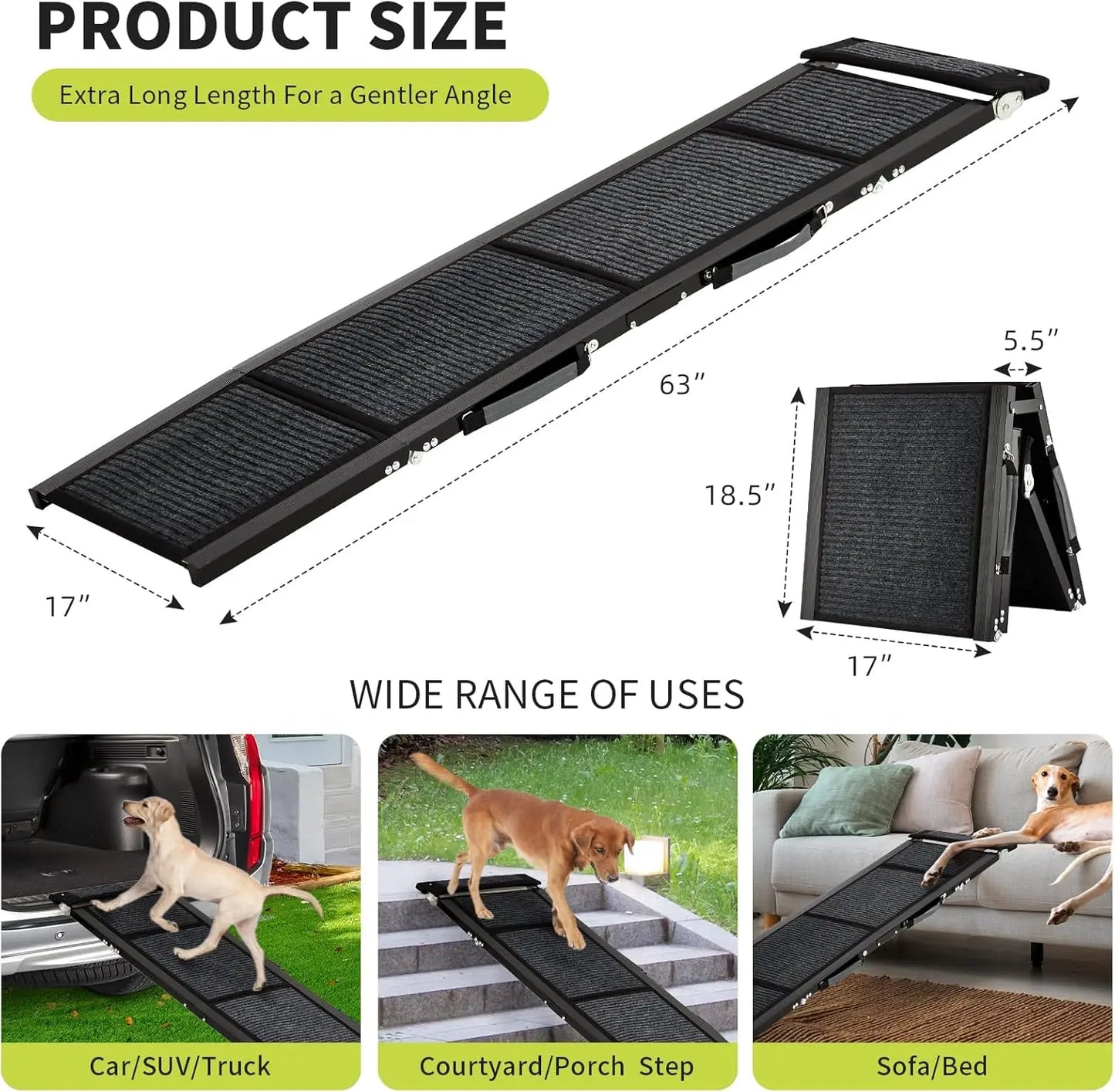 Twister.CK Dog Ramp For Cars Quad Fold Non Slip Portable Ramp