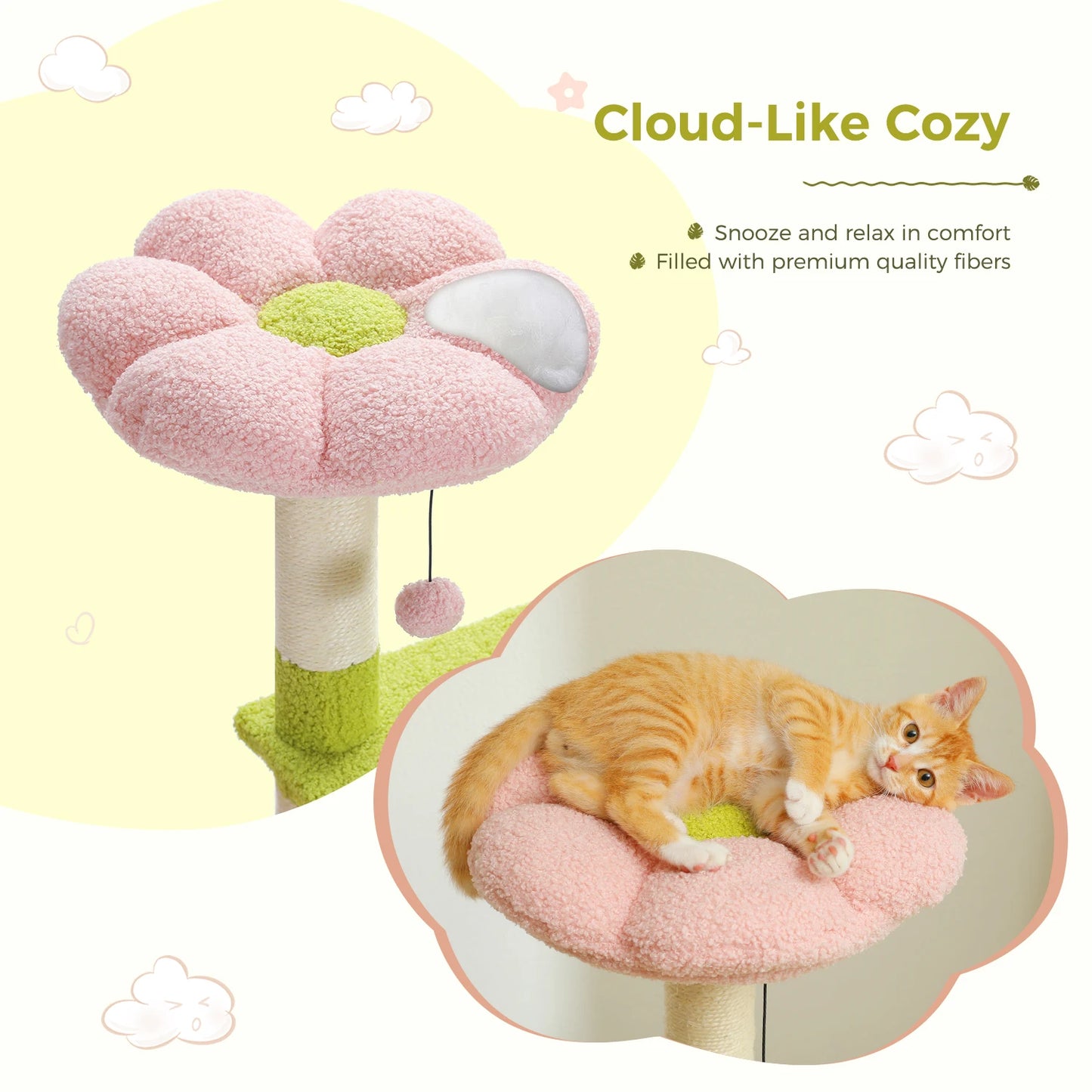 PAWZ Road Flower Cat Tree Multi Level Cat Tower With Sisal Scratching Posts