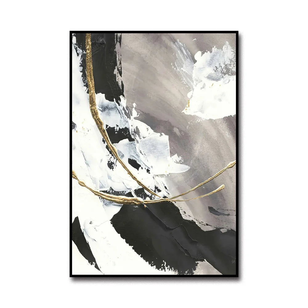 Modern Abstract Wall Art Marble Style Black White Gray HD Canvas Oil Painting Poster Prints Home Bedroom Living Room Decoration