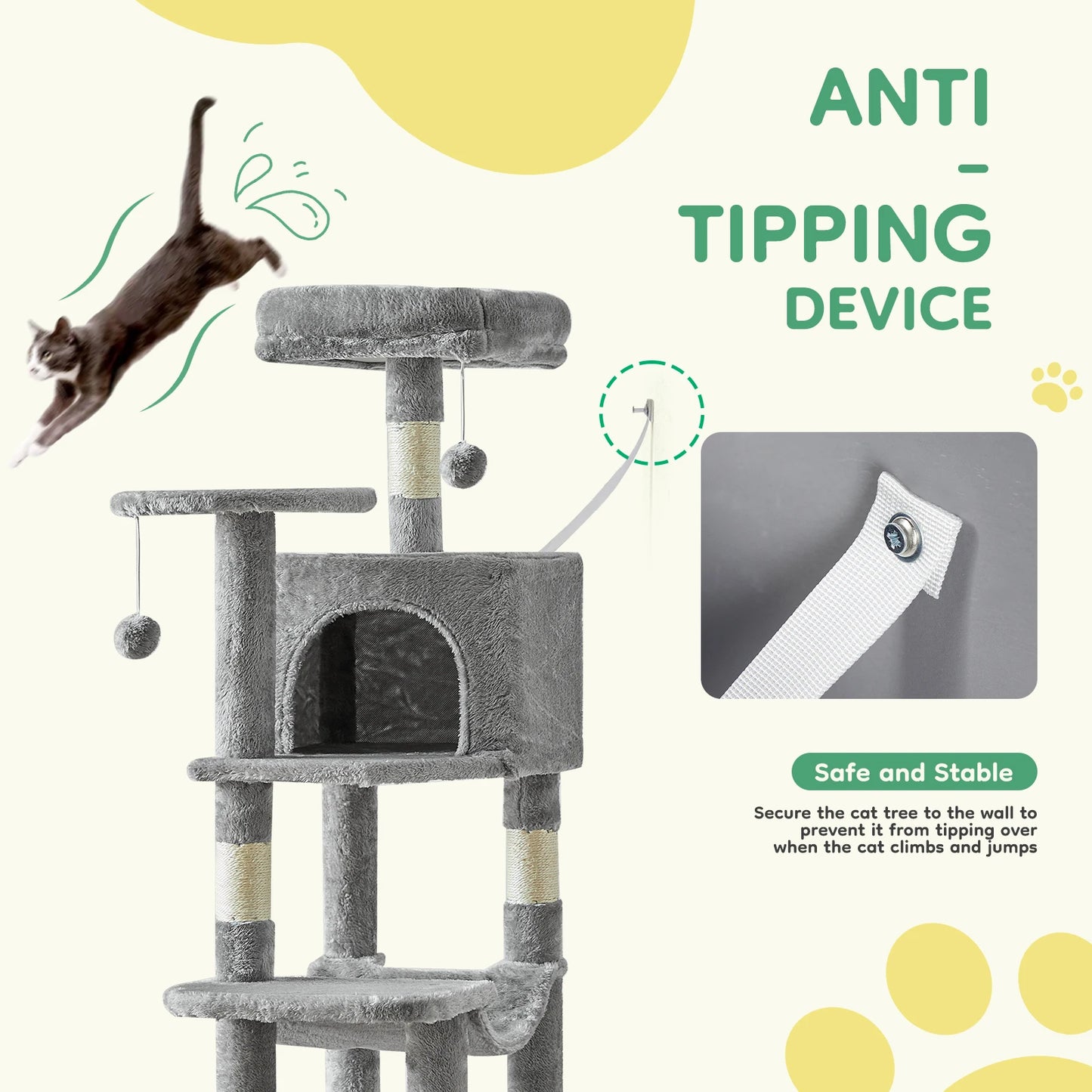 JHK Cat Tree Indoor Multi Cat Climbing Tower With Scratching Posts