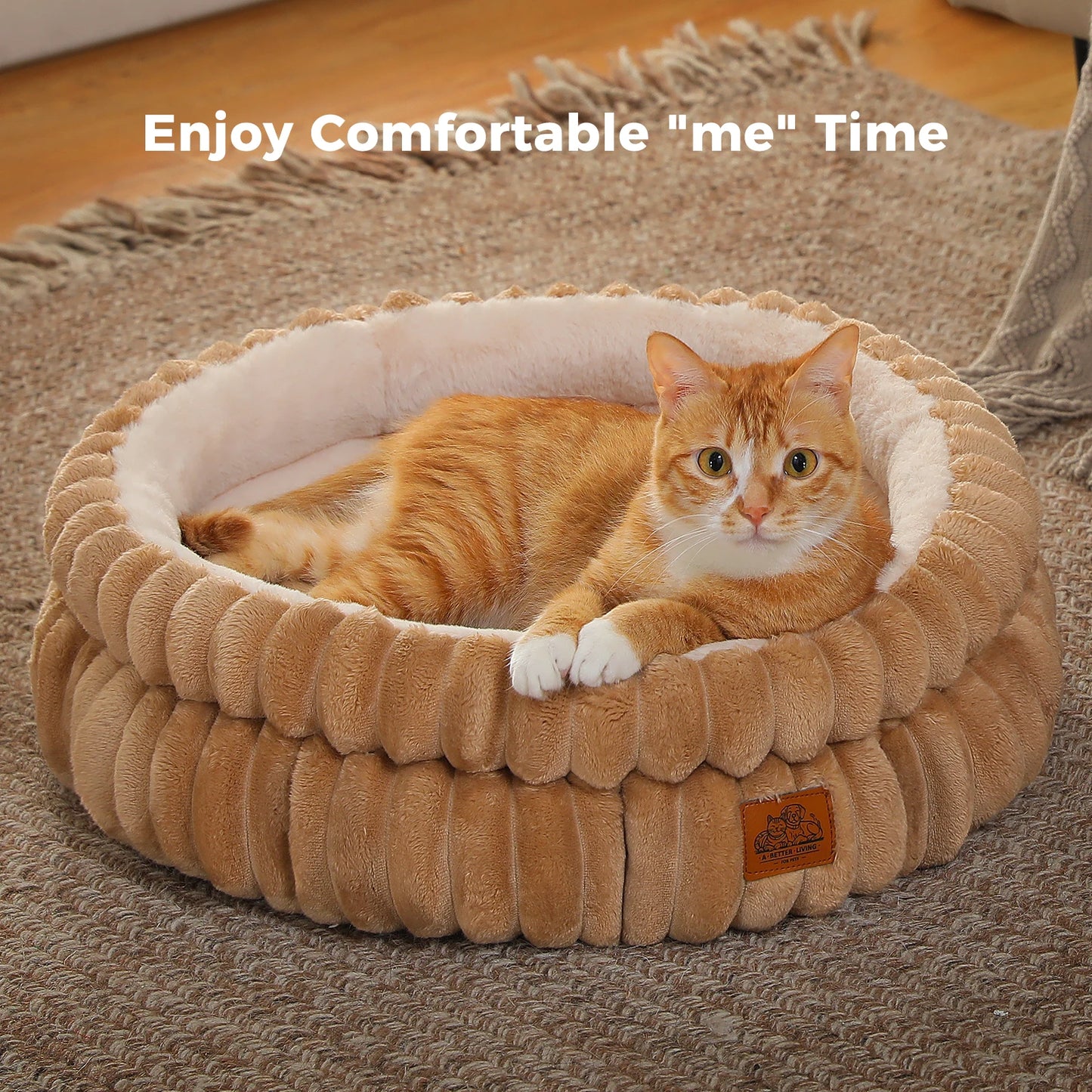 PAWZ Road Round Washable Pet Bed For Dogs And Indoor Cats With Anti Slip Bottom