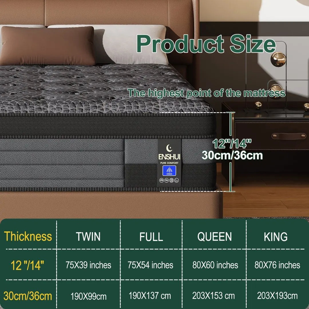 NONECN Memory Foam Pocket Spring Mattress Medium Firmness