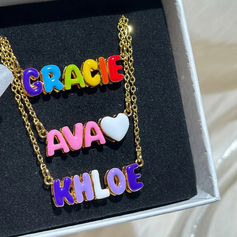 Duoying Custom Letter Necklace Personalized Name Enamel Pendant