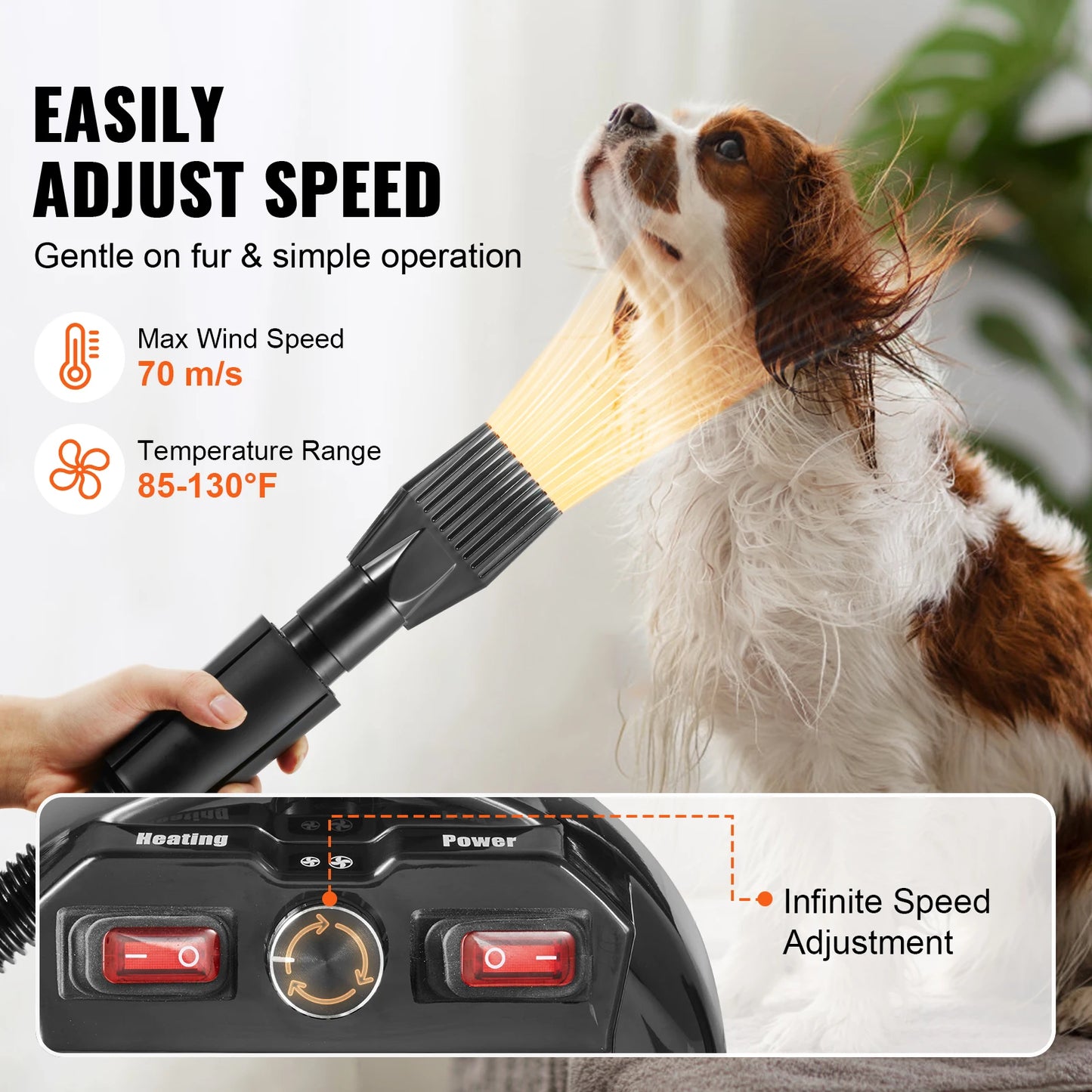 SucceBuy Dog Blow Dryer Adjustable Speed Temperature Control