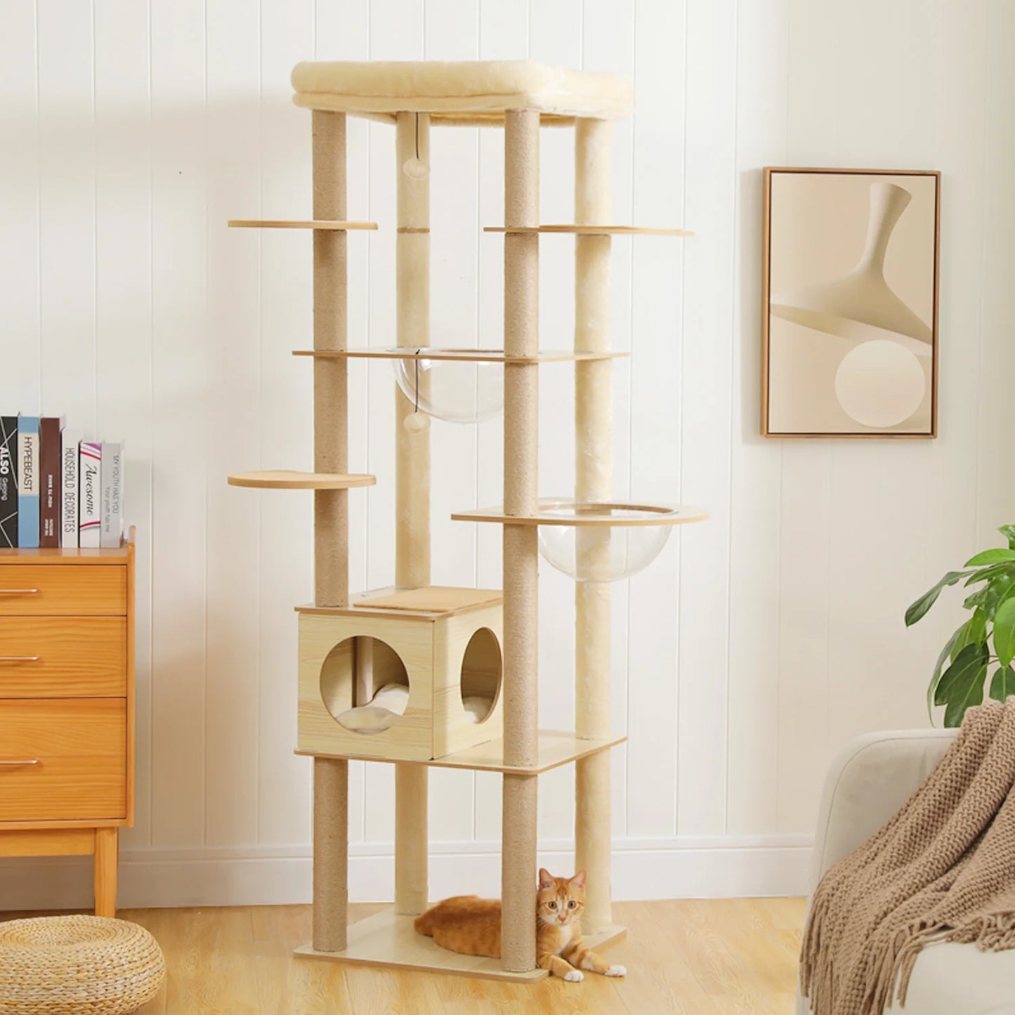 Multi-Level Cat Tree Indoor Wood Tower With Scratching Posts