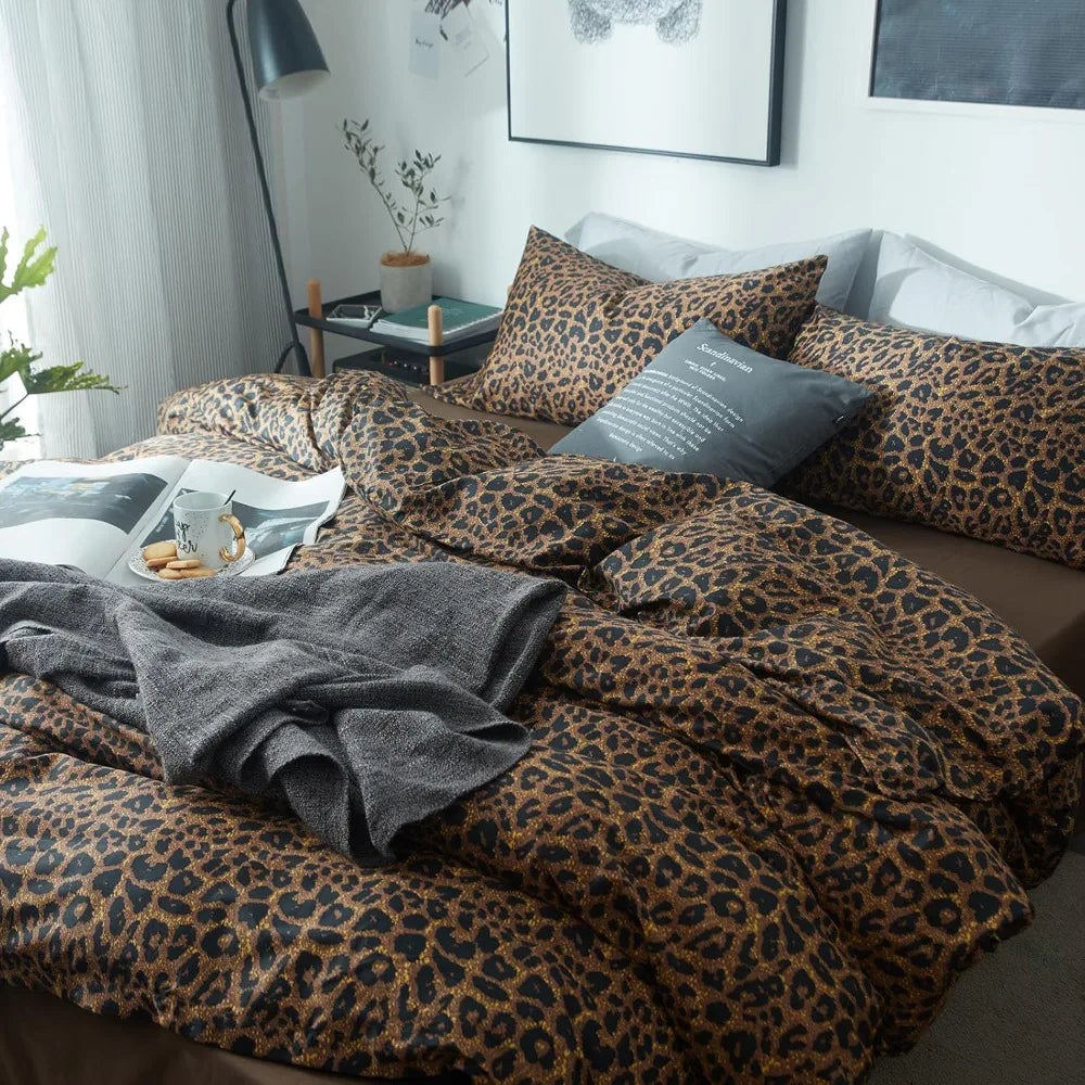 Leopard Print Comforter Set 3 Piece Soft Fluffy Bed