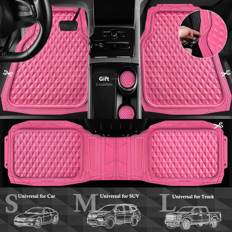 All Weather 3D Cyber Diamond Rubber Car Floor Mats
