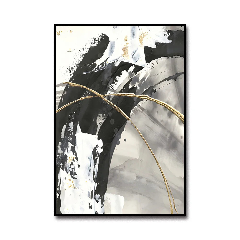Modern Abstract Wall Art Marble Style Black White Gray HD Canvas Oil Painting Poster Prints Home Bedroom Living Room Decoration