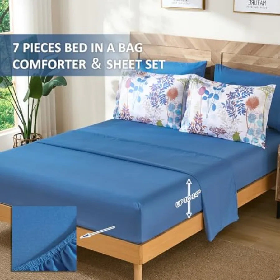 Botanical Bed in a Bag 7-Piece Comforter Set With Sheets