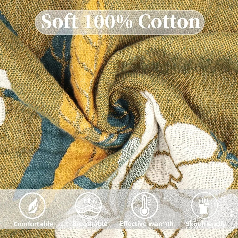 Cozy Cotton Bohemian Quilt Bed Throw For Farmhouse Style