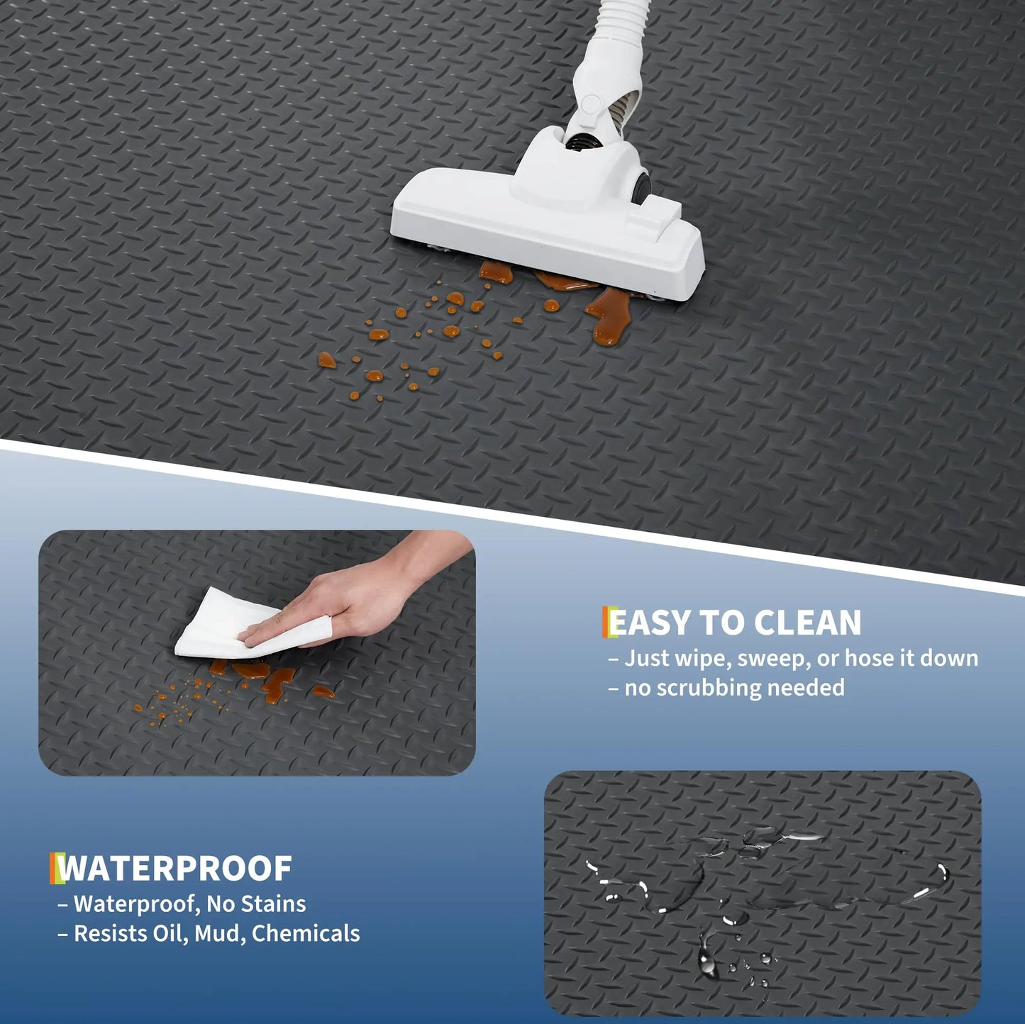 HiMISS Garage Floor Mat Non Slip PVC Roll Diamond Plate