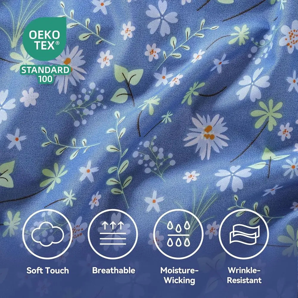 Microfiber Sheet Set Floral Boho Pattern OekoTex Bedding