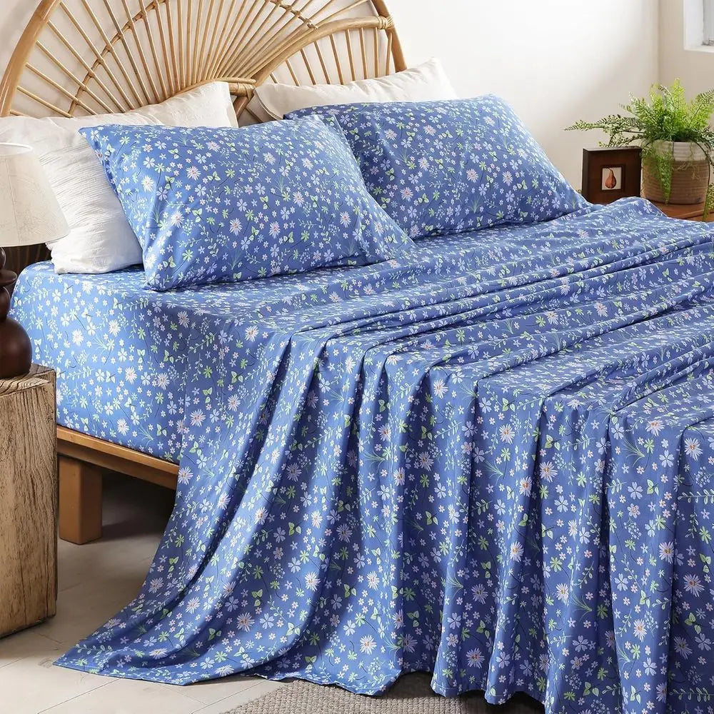 Microfiber Sheet Set Floral Boho Pattern OekoTex Bedding