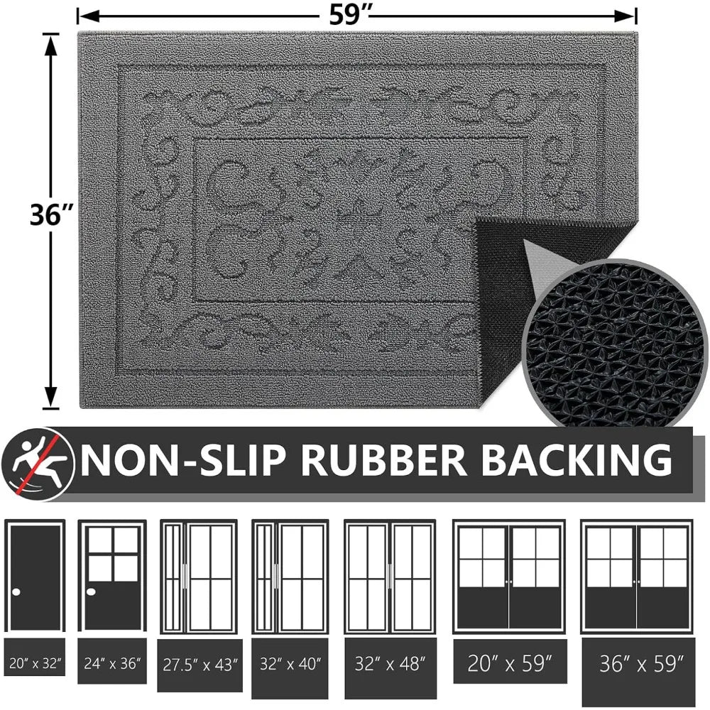 Indoor Dirt Trapper Doormat Non-Slip Washable Absorbent Welcome Mat