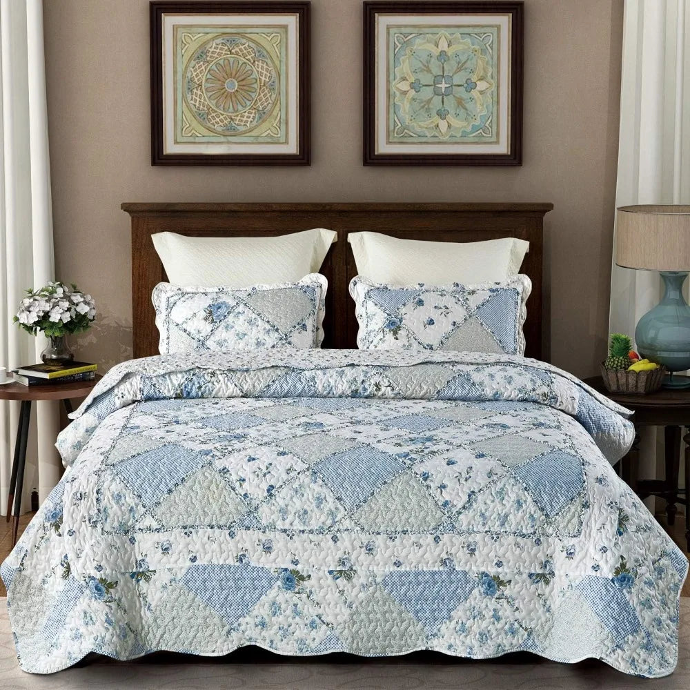 Patchwork Quilt Set 100 Percent Cotton Bedding For Home Use