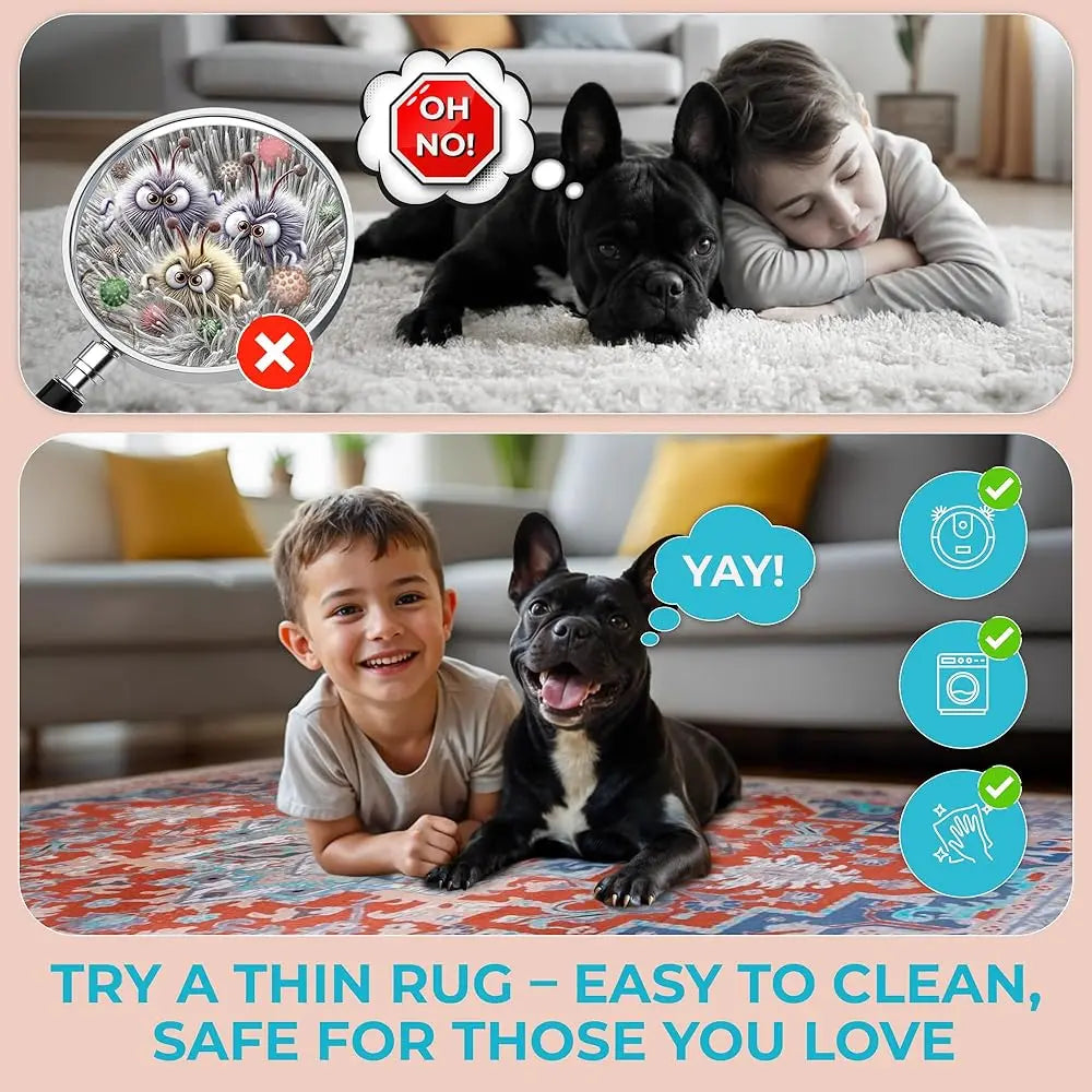 DIXSG Thin Washable Area Rug Boho Non Slip Machine Made Cotton