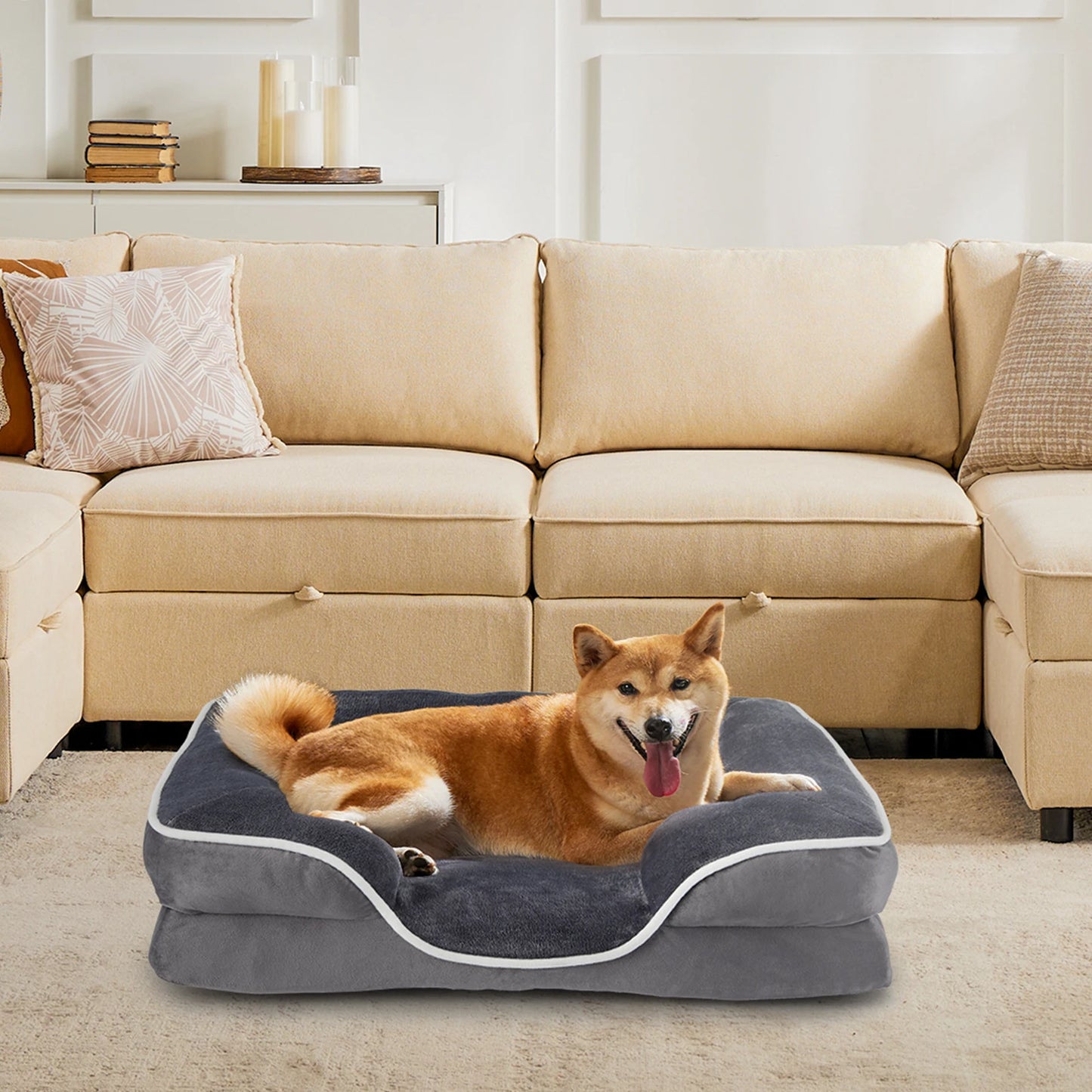 JHK Orthopedic Dog Bed Memory Foam With Washable Cover