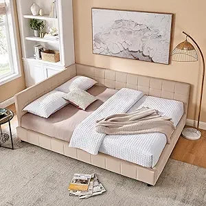 DAFIFY Modern Upholstered Corner Daybed LShaped Tufted Backrest Velvet