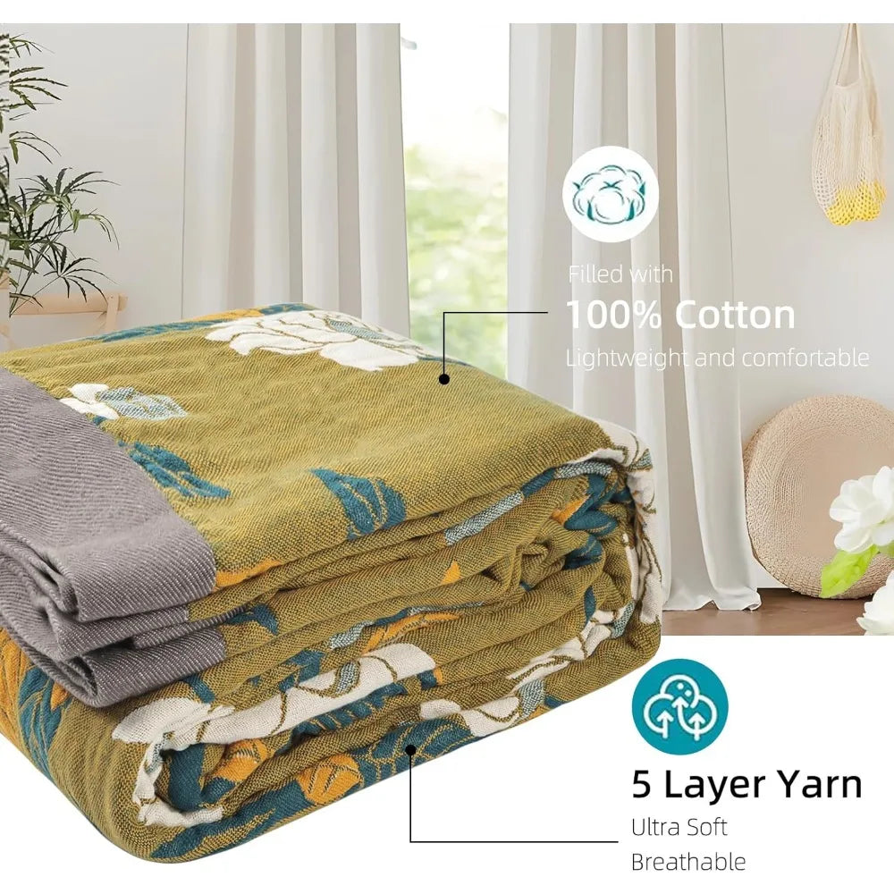 Cozy Cotton Bohemian Quilt Bed Throw For Farmhouse Style