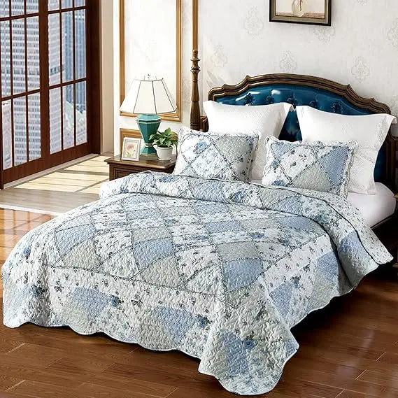 Patchwork Quilt Set 100 Percent Cotton Bedding For Home Use