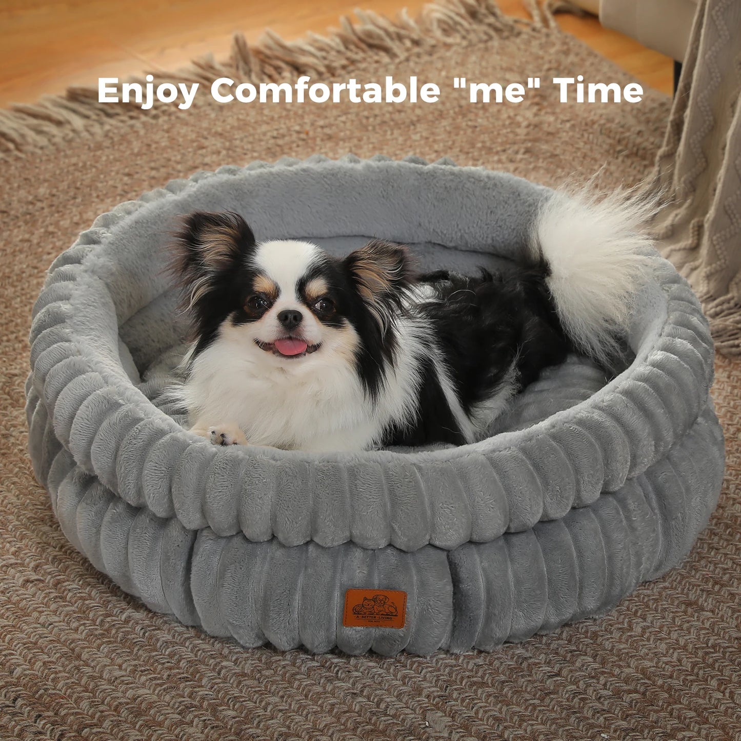 PAWZ Road Round Washable Pet Bed For Dogs And Indoor Cats With Anti Slip Bottom