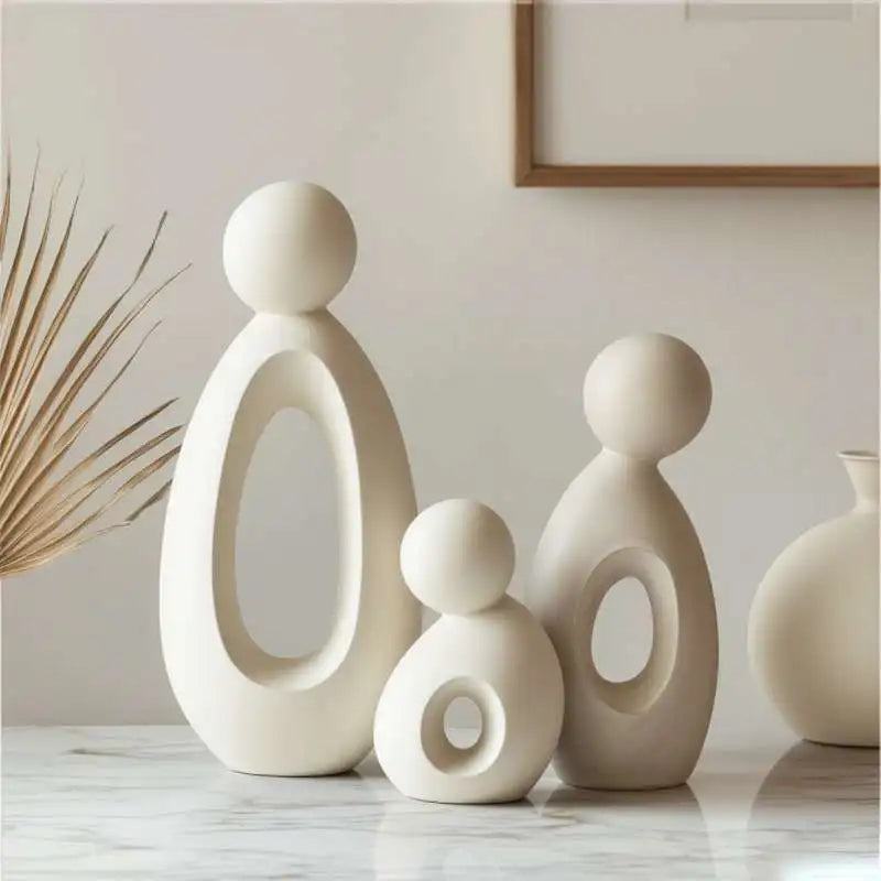 Simple Family Statue Modern Style Home Decor Hollow Sculpture Nordic Living Room Ornaments Bedroom Decoration Figurines Gift