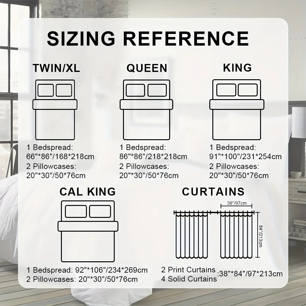 9 Piece Bed Cover Curtain Set All Season Microfiber Bedding