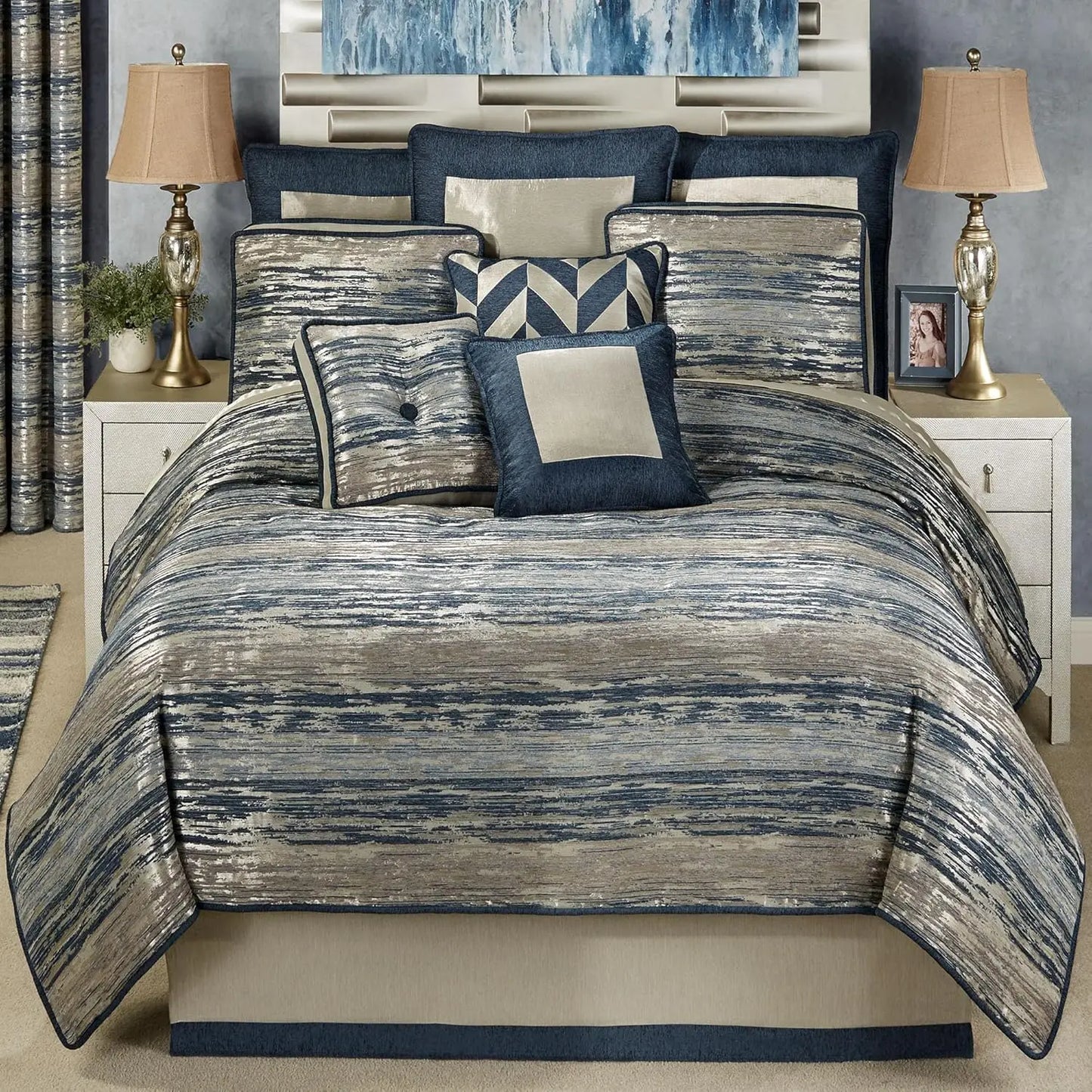 Spellbound Chenille Embroidered Modern Luxury Bedding Set