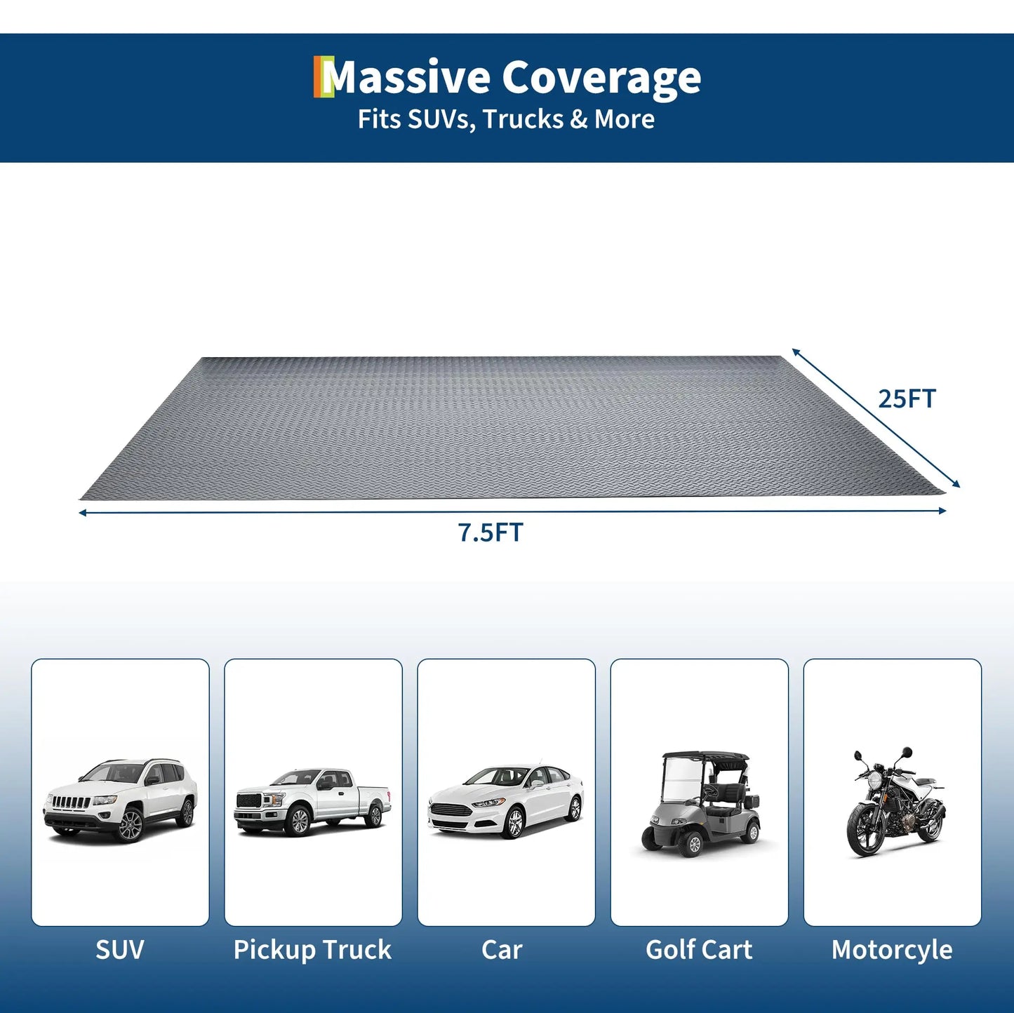 HiMISS Garage Floor Mat Non Slip PVC Roll Diamond Plate