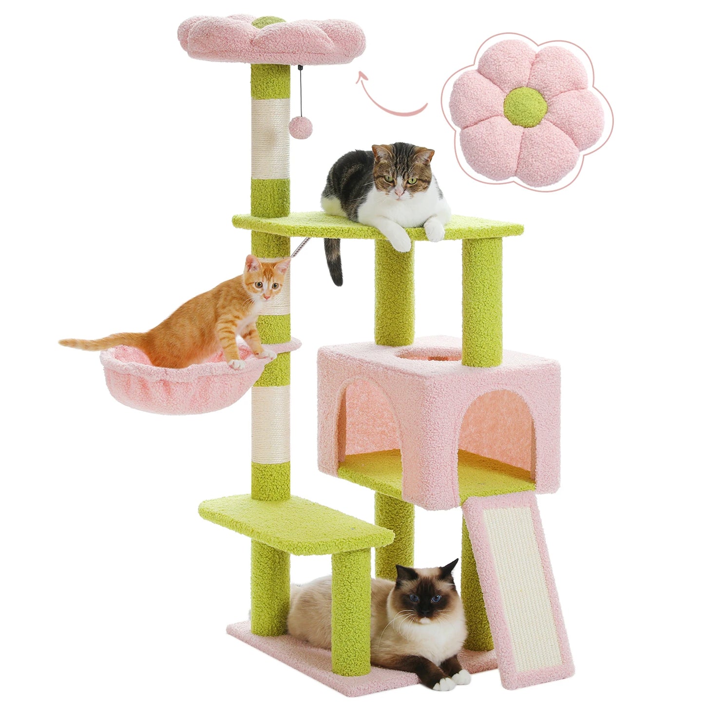 PAWZ Road Flower Cat Tree Multi Level Cat Tower With Sisal Scratching Posts