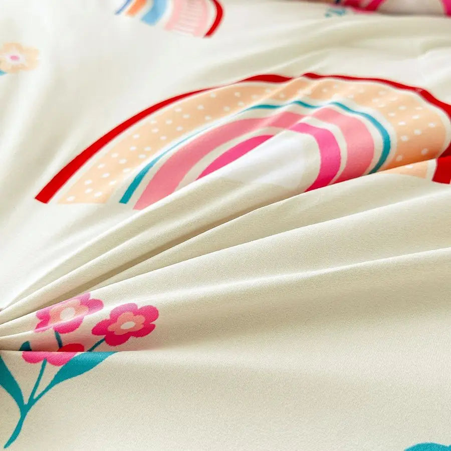 Lightweight Rainbow Comforter Set 3 Piece With 2 Pillow Covers For Girls