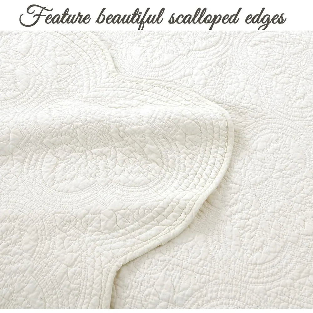 100 Percent Cotton Matelasse Embossed Bedding Quilt Set Reversible Bedspread