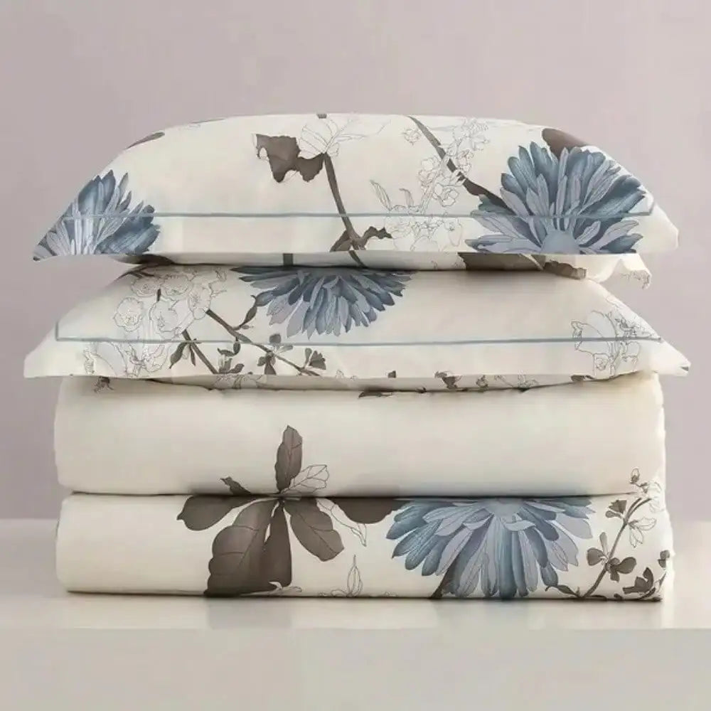 Big Flower Duvet Cover Embroidered Polyester Cotton Bedding Set