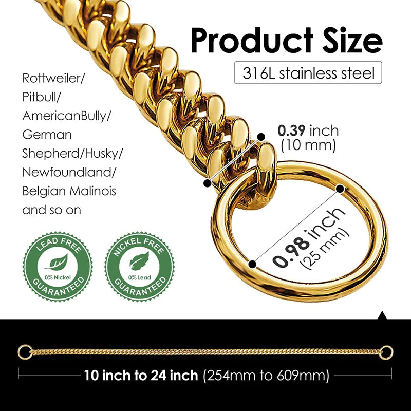 Stainless Steel Chain Collar for Dogs Training and Walking