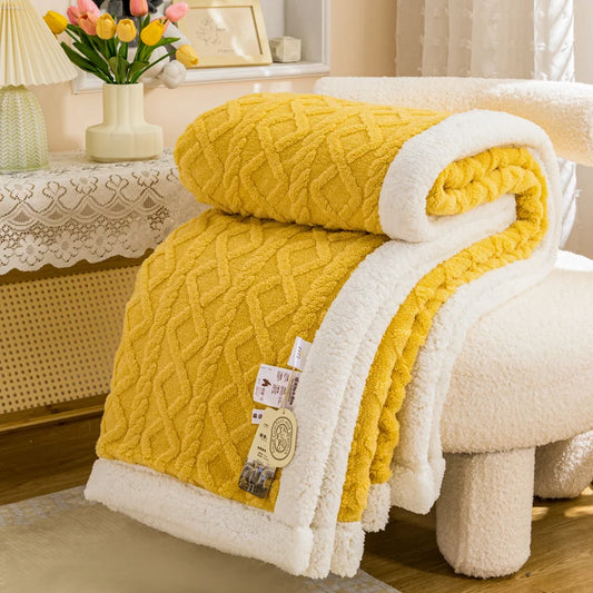 Warm Wool Sherpa Thick Blankets Fluffy Soft Coral Fleece Bedspread on The Bed Single Double Winter Plush Coraline Furry Throw