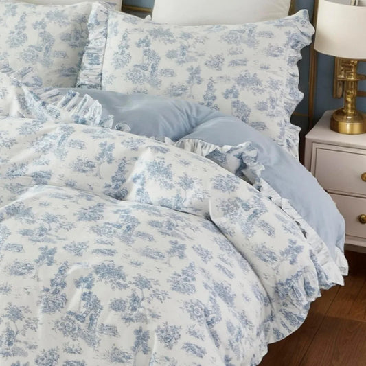 French Country Garden Floral Duvet Cover Set 100 Percent Cotton