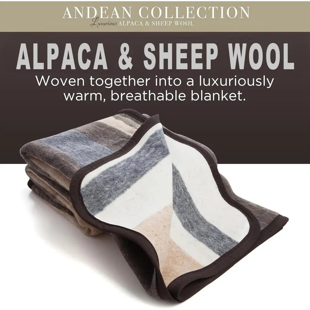 Natural Alpaca And Sheep Wool Blanket Made In Peru