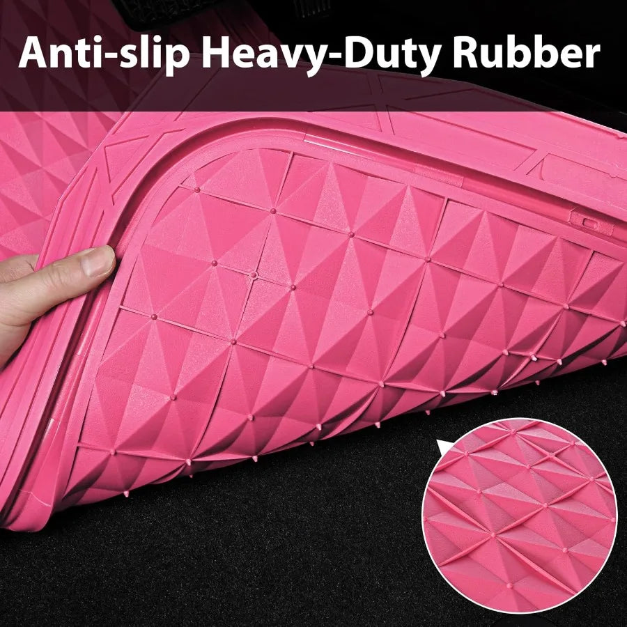 All Weather 3D Cyber Diamond Rubber Car Floor Mats