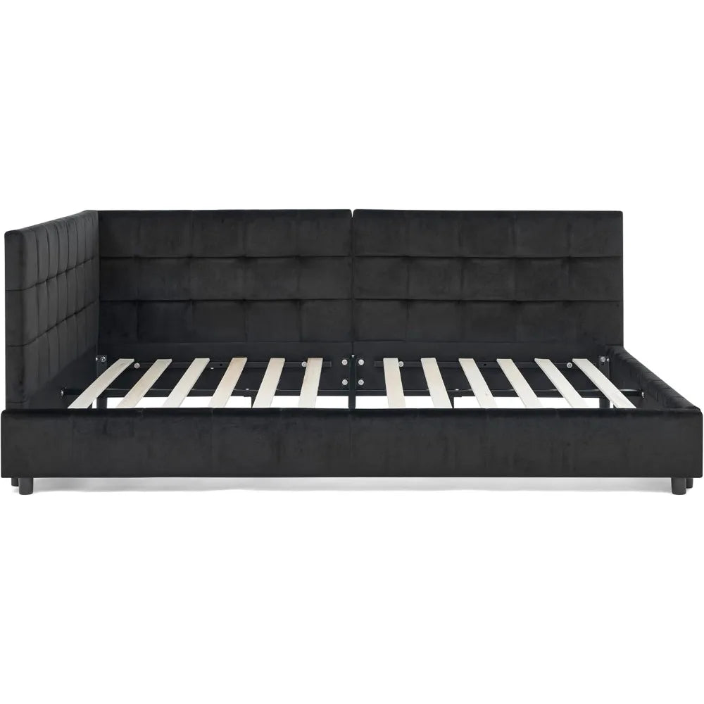 DAFIFY Modern Upholstered Corner Daybed LShaped Tufted Backrest Velvet