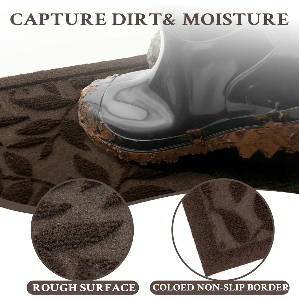 Leaves Outdoor Door Mat Absorbent Heavy Duty Front Entrance Rug