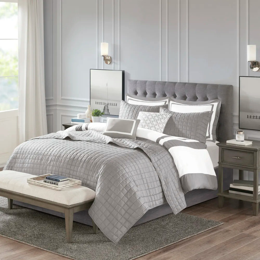 8 Piece Comforter And Quilt Set Hypoallergenic Polyester Microfiber