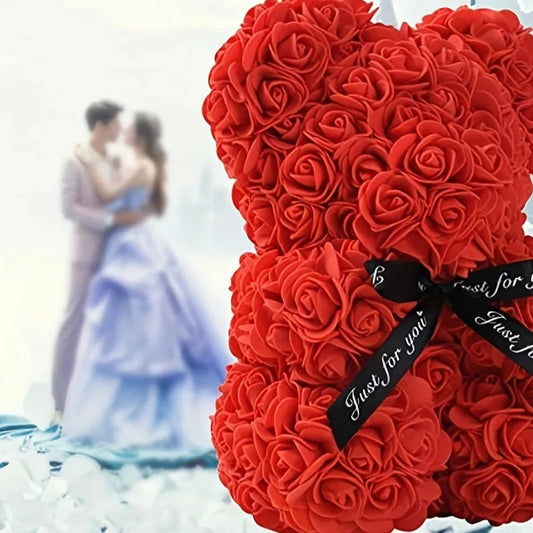 1Pc Artificial Foam Rose Bear, Romantic Rose Flower Bear Perfect for Valentine's Day, Mother's Day, Anniversary & Birthday Gifts