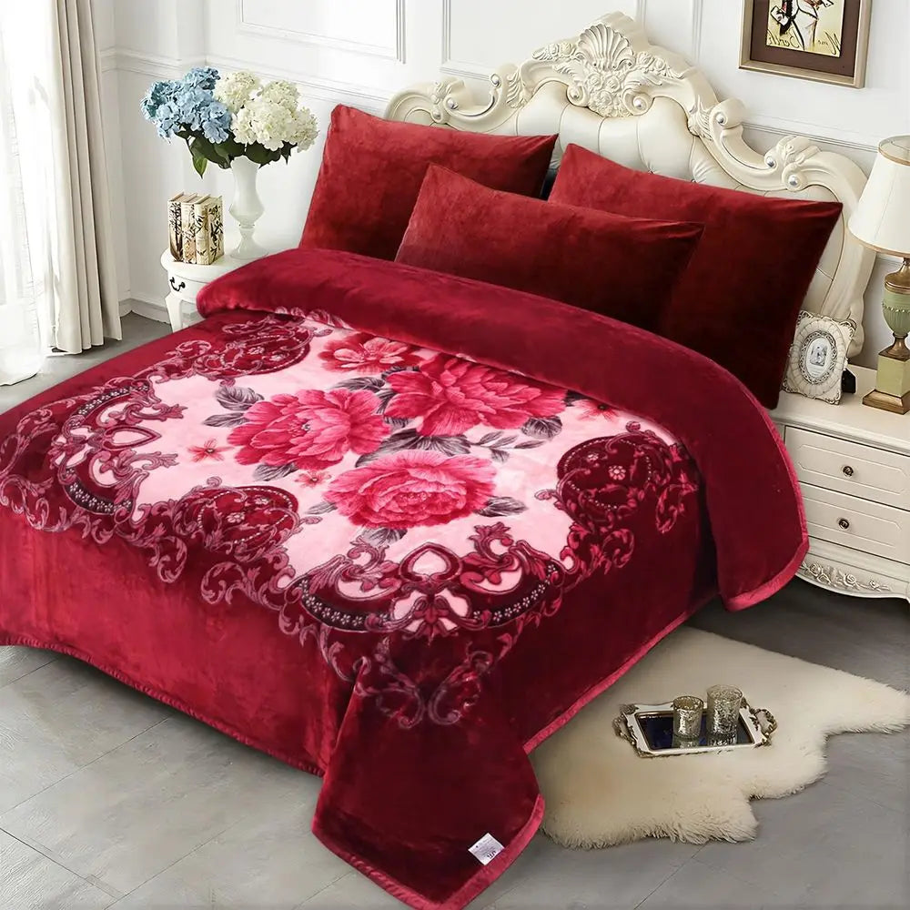 Soft Fleece Bed Blanket AB Pattern 520GSM Microfiber