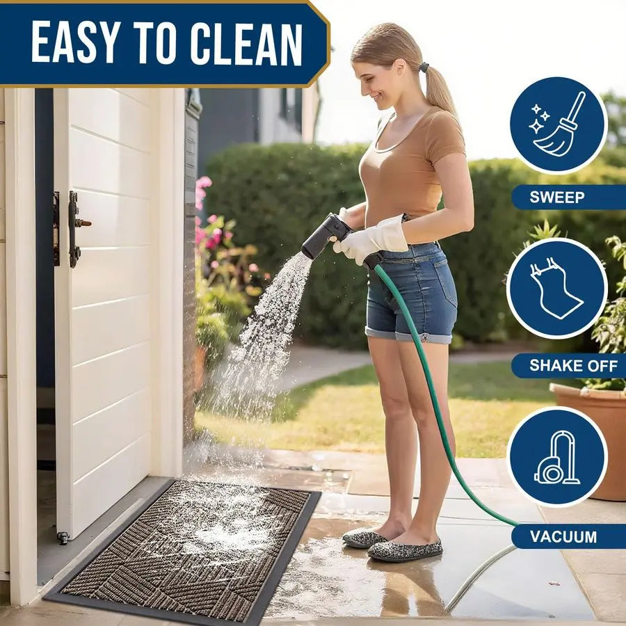 Front Door Mat Heavy Duty Natural Rubber Doormat Traps Dirt