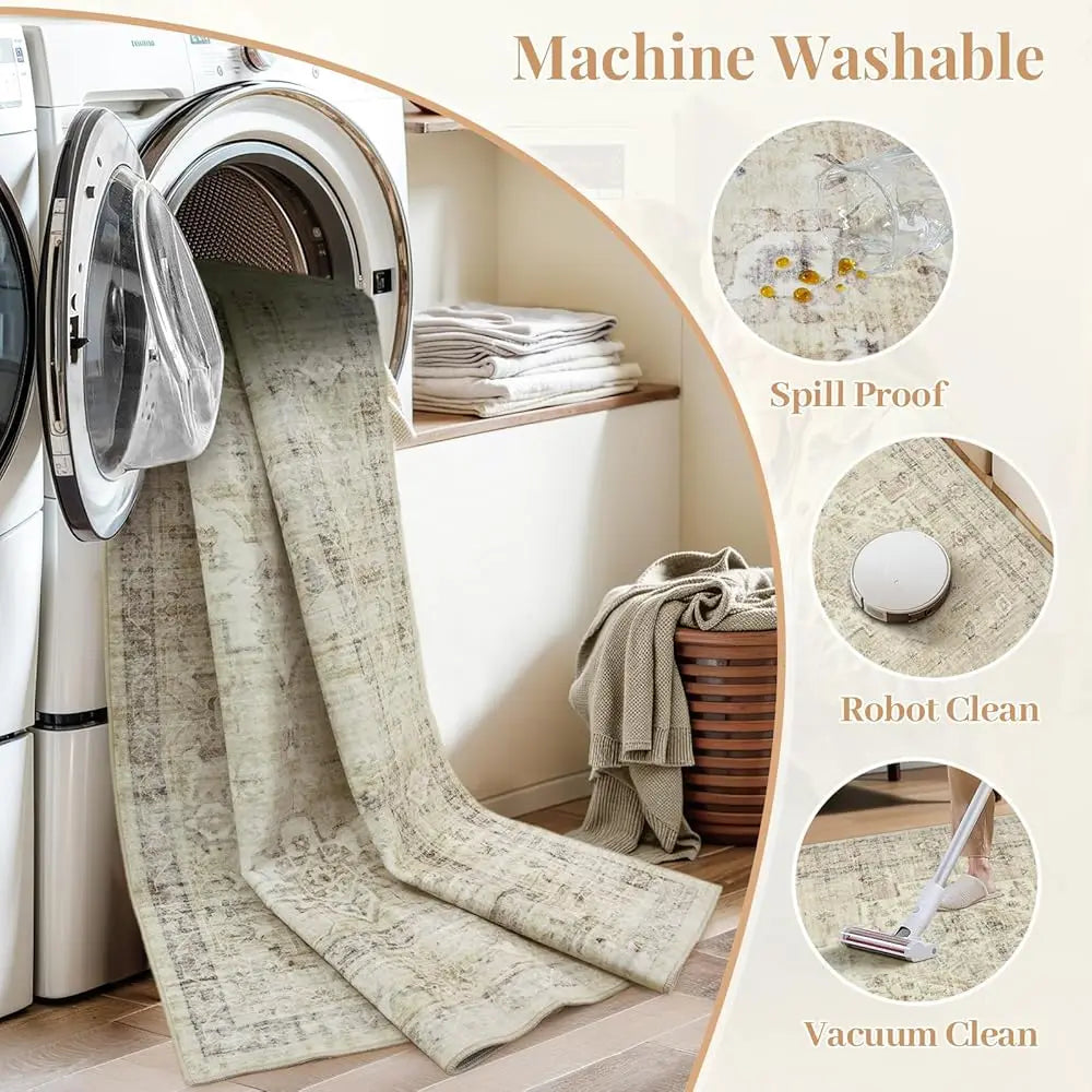 DIXSG Washable Rug For Kitchen Entryway Non Slip Mat Boho